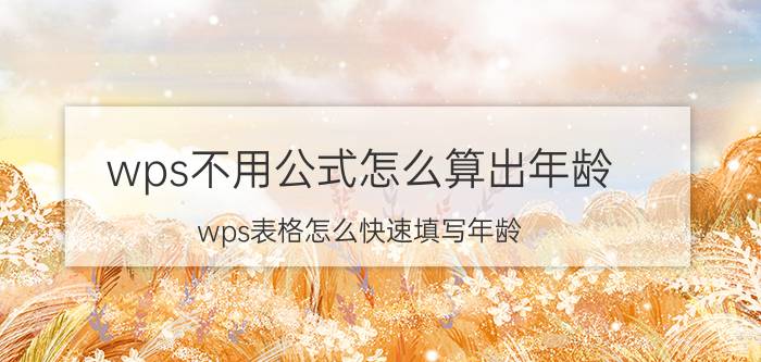 wps不用公式怎么算出年龄 wps表格怎么快速填写年龄？